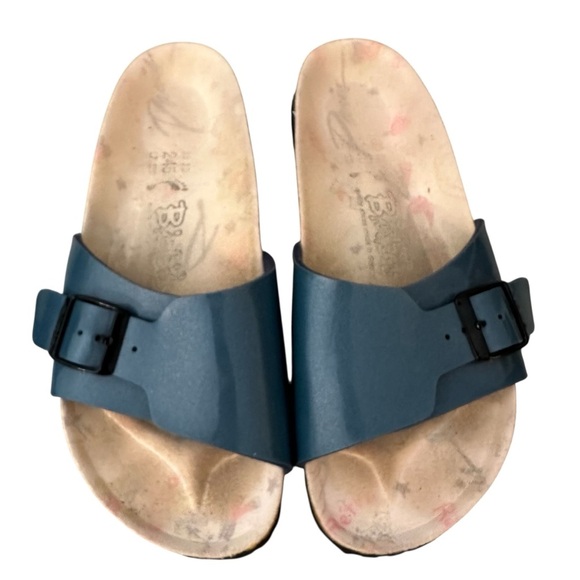 Birkenstock Birki's Metallic Blue Sandals 38 Sz 8 One Strap women’s EUC - Picture 3 of 12